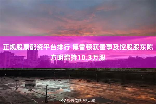 正规股票配资平台排行 博雷顿获董事及控股股东陈方明增持10.3万股