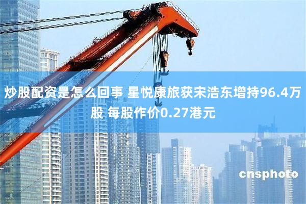 炒股配资是怎么回事 星悦康旅获宋浩东增持96.4万股 每股作价0.27港元