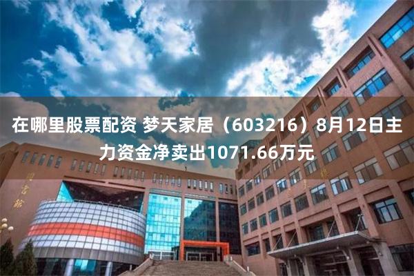 在哪里股票配资 梦天家居（603216）8月12日主力资金净卖出1071.66万元