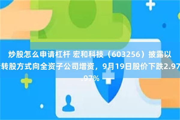 炒股怎么申请杠杆 宏和科技（603256）披露以债转股方式向全资子公司增资，9月19日股价下跌2.97%