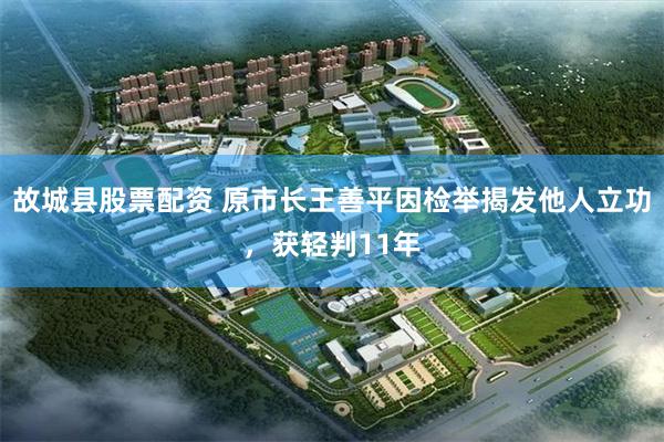 故城县股票配资 原市长王善平因检举揭发他人立功，获轻判11年