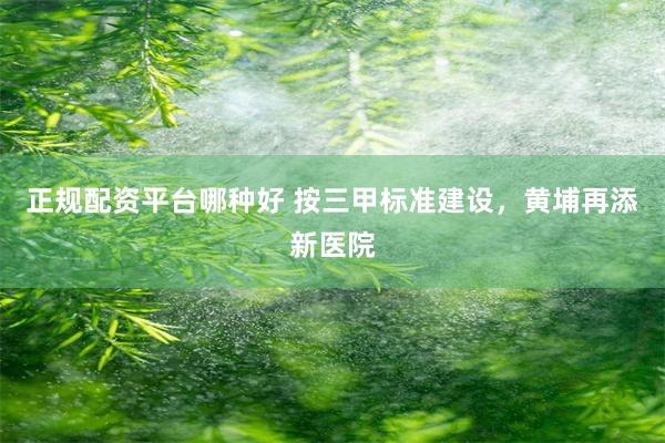 正规配资平台哪种好 按三甲标准建设,黄埔再添新医院