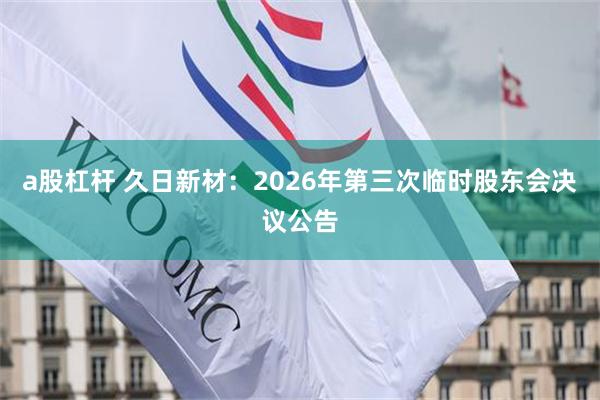 a股杠杆 久日新材：2026年第三次临时股东会决议公告